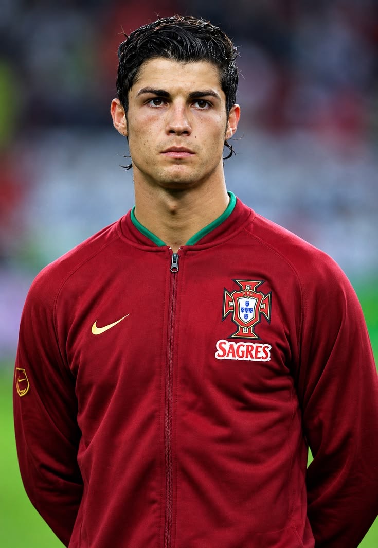 Young Cristiano Ronaldo wearing Portugal colours